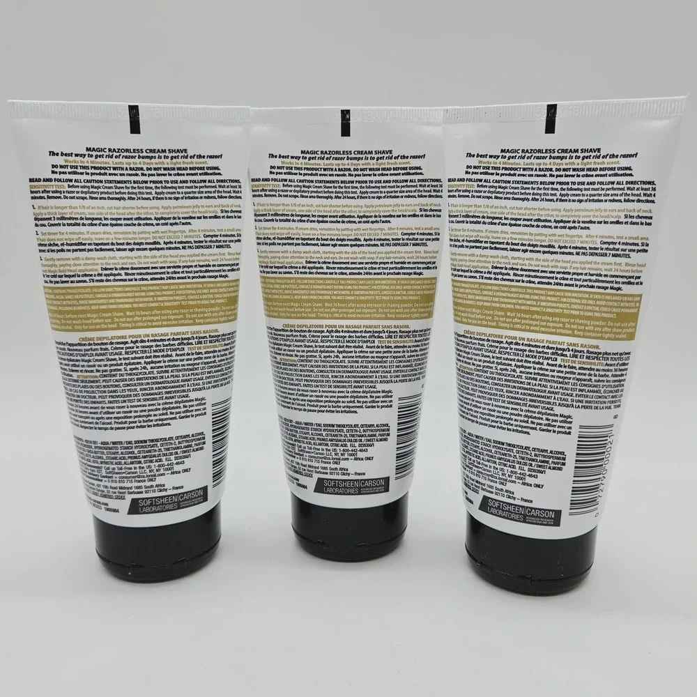 NEW Lot Of 3 - MAGIC Razorless Cream Shave BALD HEAD 6 oz Each Stop Razor Bumps